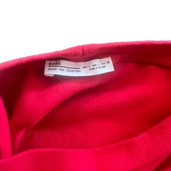 Women's Zara Red Ruffle Long Sleeve Knit Mini Dress Size Large - Picture 6 of 6